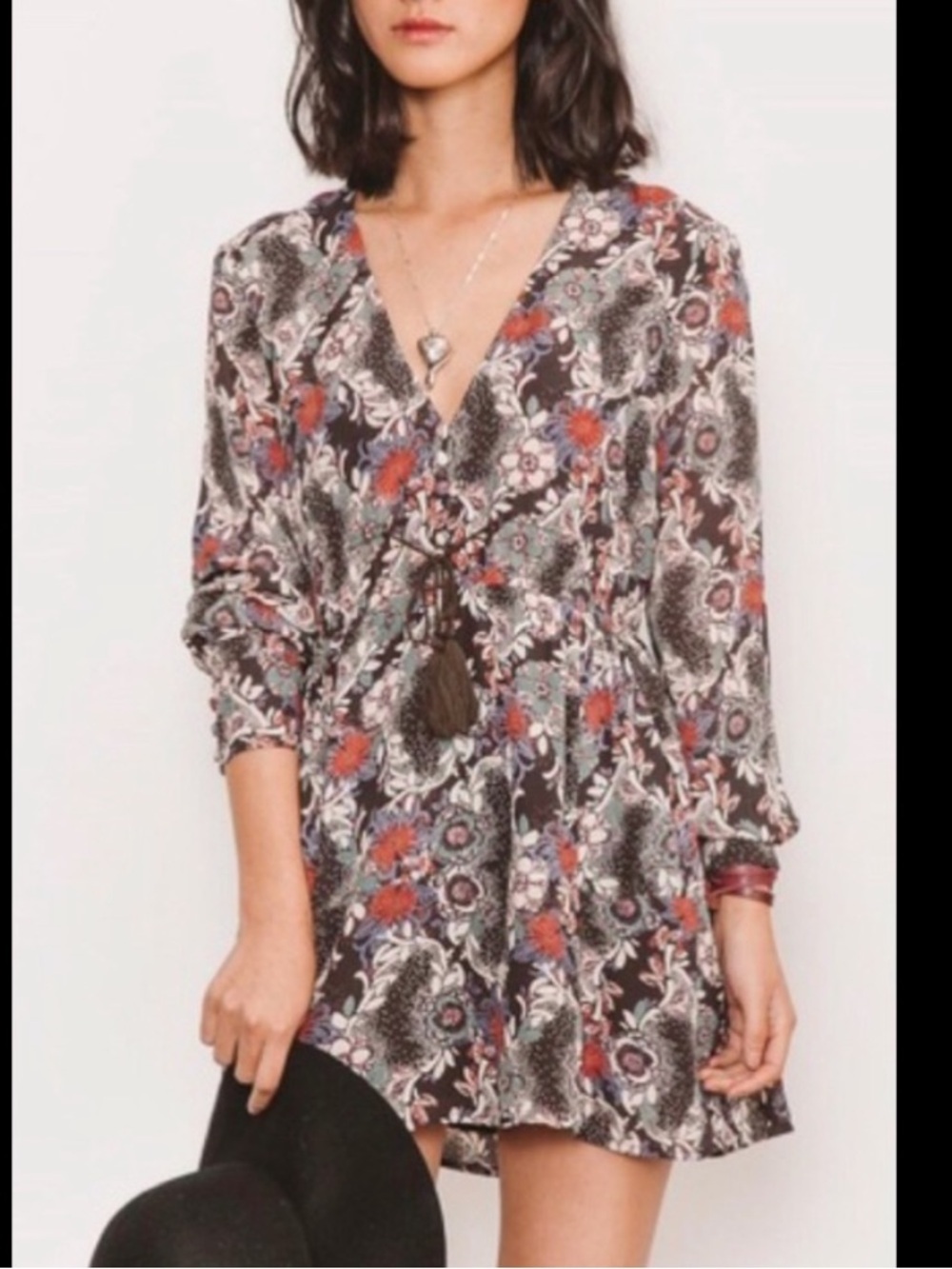 Free People Boho Floral Stealing Fire Mini Dress Size Medium